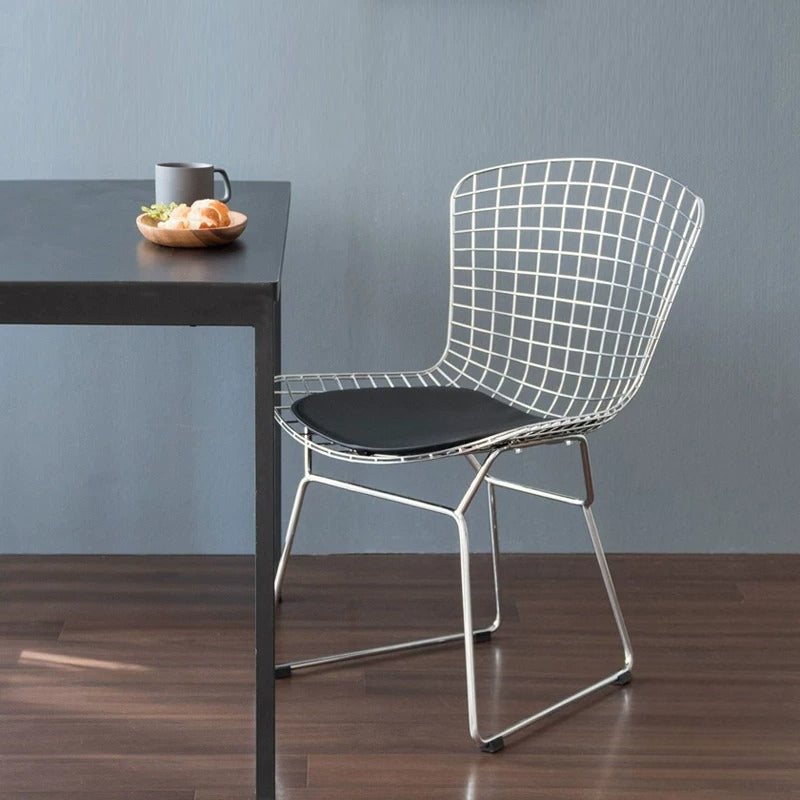 Mid-Century Modern Bauhaus Dining Chair — Minimalist Designer Steel Backrest Chair for Home