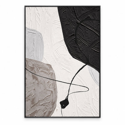 Arte da parete astratta e materica minimalista – Tela neutra con cornice in alluminio