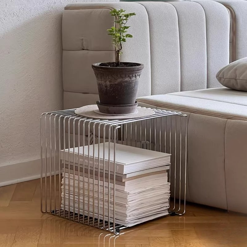 Minimalist Stainless Steel Wire Side Table – Geometry in Living