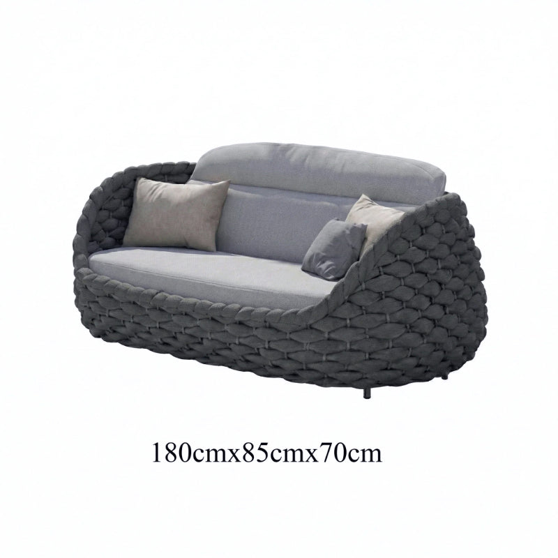 Rattan Sofa-Outdoor Wicker Patio Garden Sectional Furniture Set Loveseat for Balcony Villa