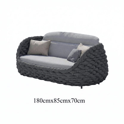 Rattan Sofa-Outdoor Wicker Patio Garden Sectional Furniture Set Loveseat for Balcony Villa