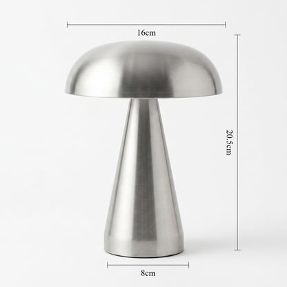 Nordic Mushroom Table Lamp – Rechargeable Stainless Steel Ambient Light