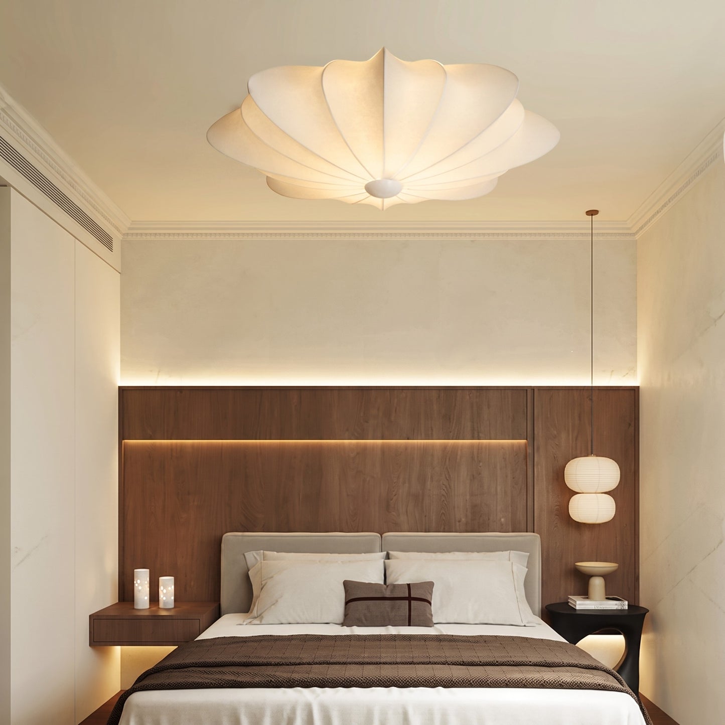 Italian Designer Silk Pendant Lamp – Elegant French Retro & Timeless Design