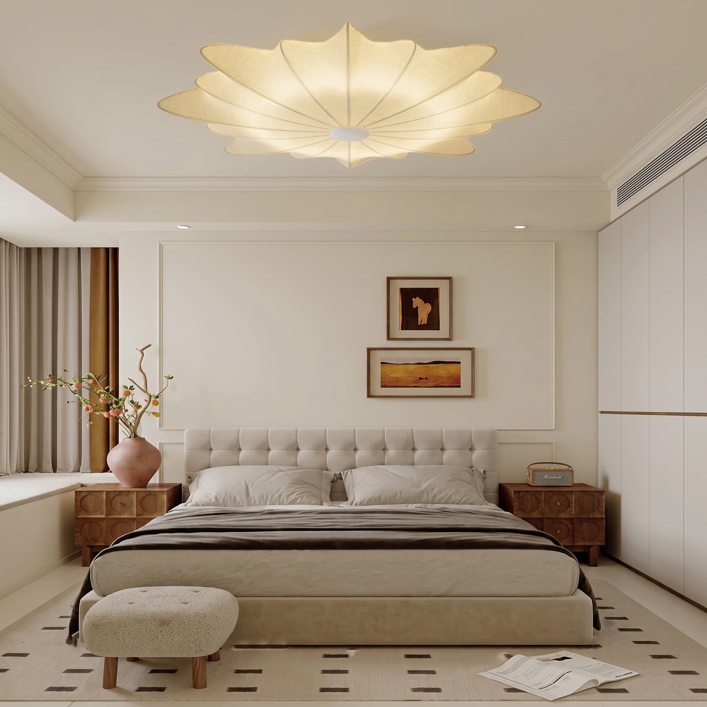 Italian Designer Silk Pendant Lamp – Elegant French Retro & Timeless Design