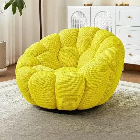 Bloom in Comfort – Pumpkin Puff Swivel Lounge Chair