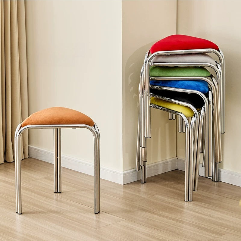 Bauhaus Stainless Steel Triangle Stool — Stackable Mid-Century Modern Design for Dining & Vanity