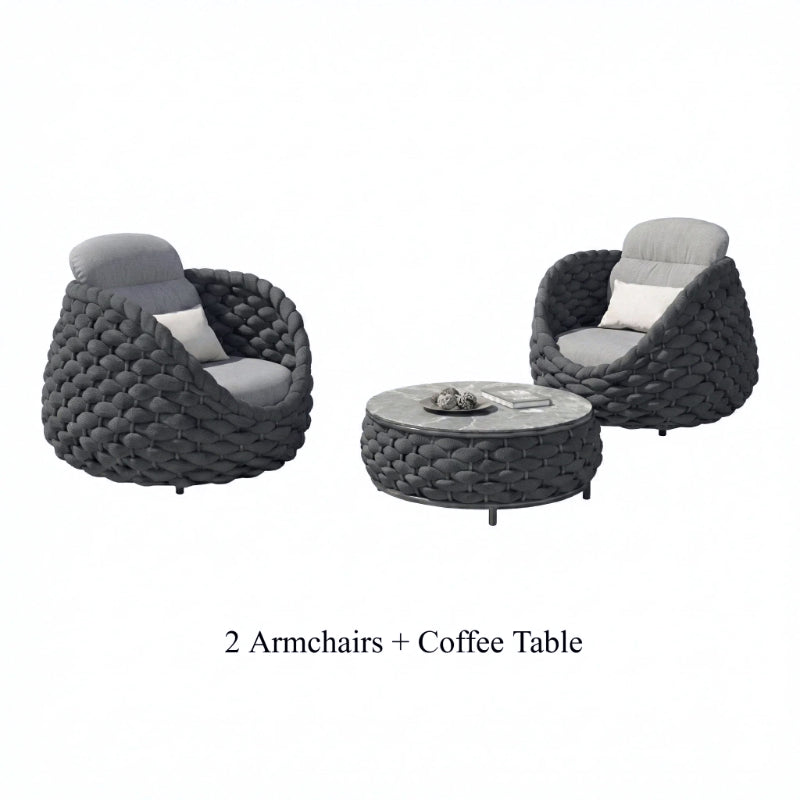 Rattan Sofa-Outdoor Wicker Patio Garden Sectional Furniture Set Loveseat for Balcony Villa