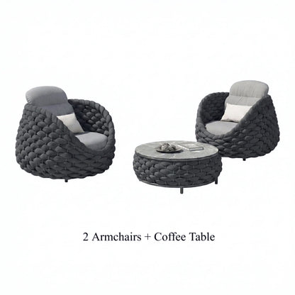 Rattan Sofa-Outdoor Wicker Patio Garden Sectional Furniture Set Loveseat for Balcony Villa