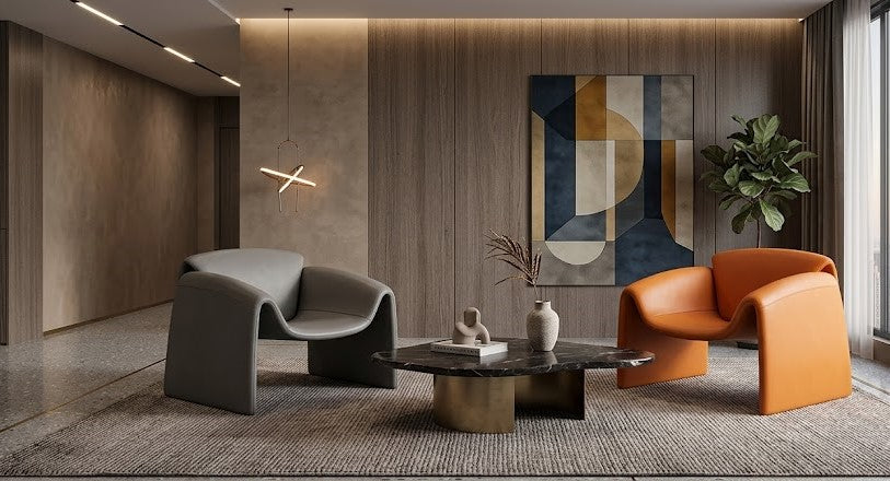 Contemporary Designer Crab Lounge Chair with Refined Minimalist Sculptural Form