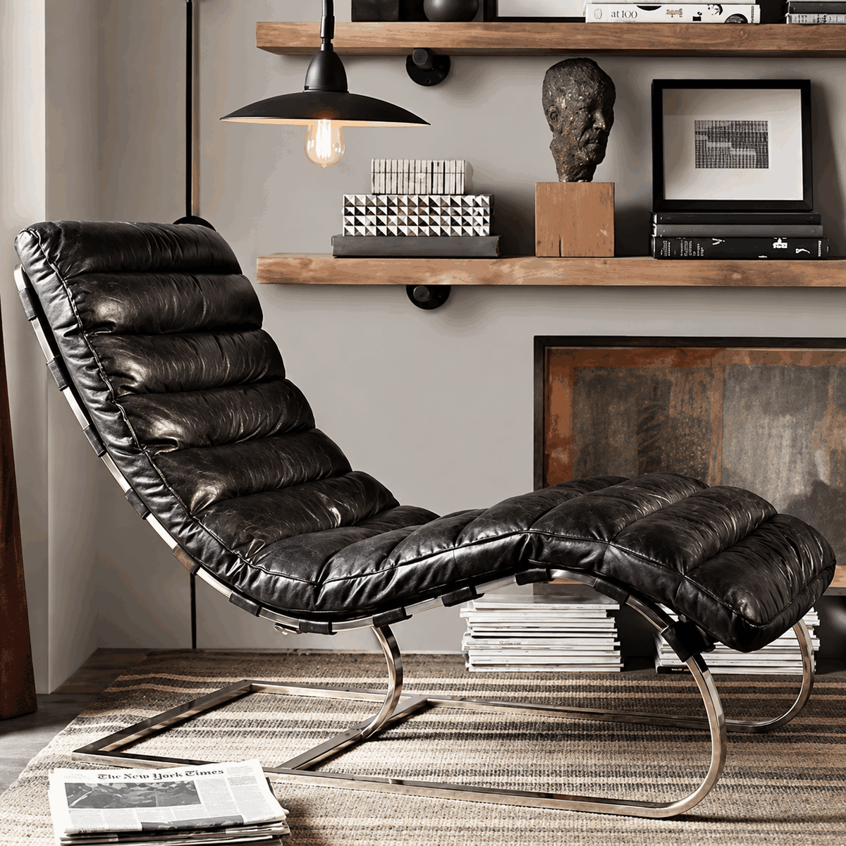 Oviedo Récamiere – Vintage-inspirierter Leder-Loungesessel