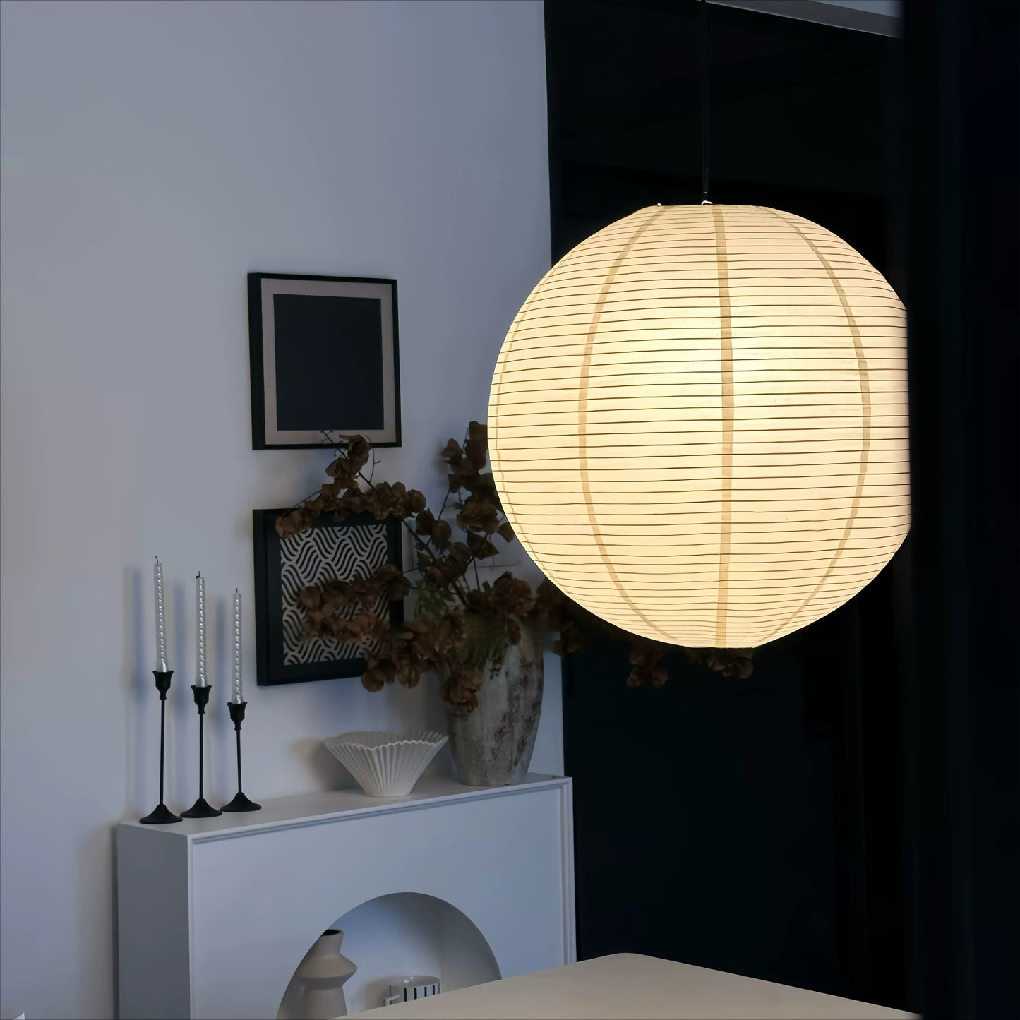 Noguchi-Style Rice Paper Pendant Lamp – Timeless Japanese Wabi-Sabi Design