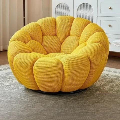 Bloom in Comfort – Pumpkin Puff Swivel Lounge Chair