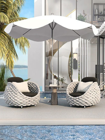 Rattan Sofa-Outdoor Wicker Patio Garden Sectional Furniture Set Loveseat for Balcony Villa