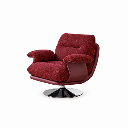 Burgundy Swivel Lounge Chair – Retro Style & Reclining Comfort