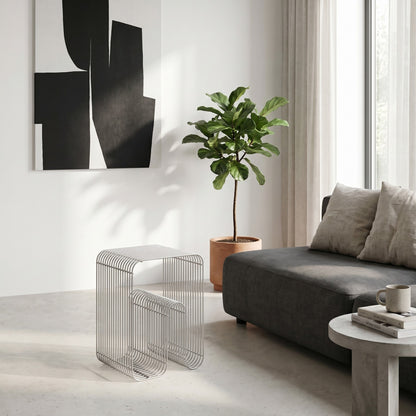 Minimalist Stainless Steel Wire Side Table – Geometry in Living