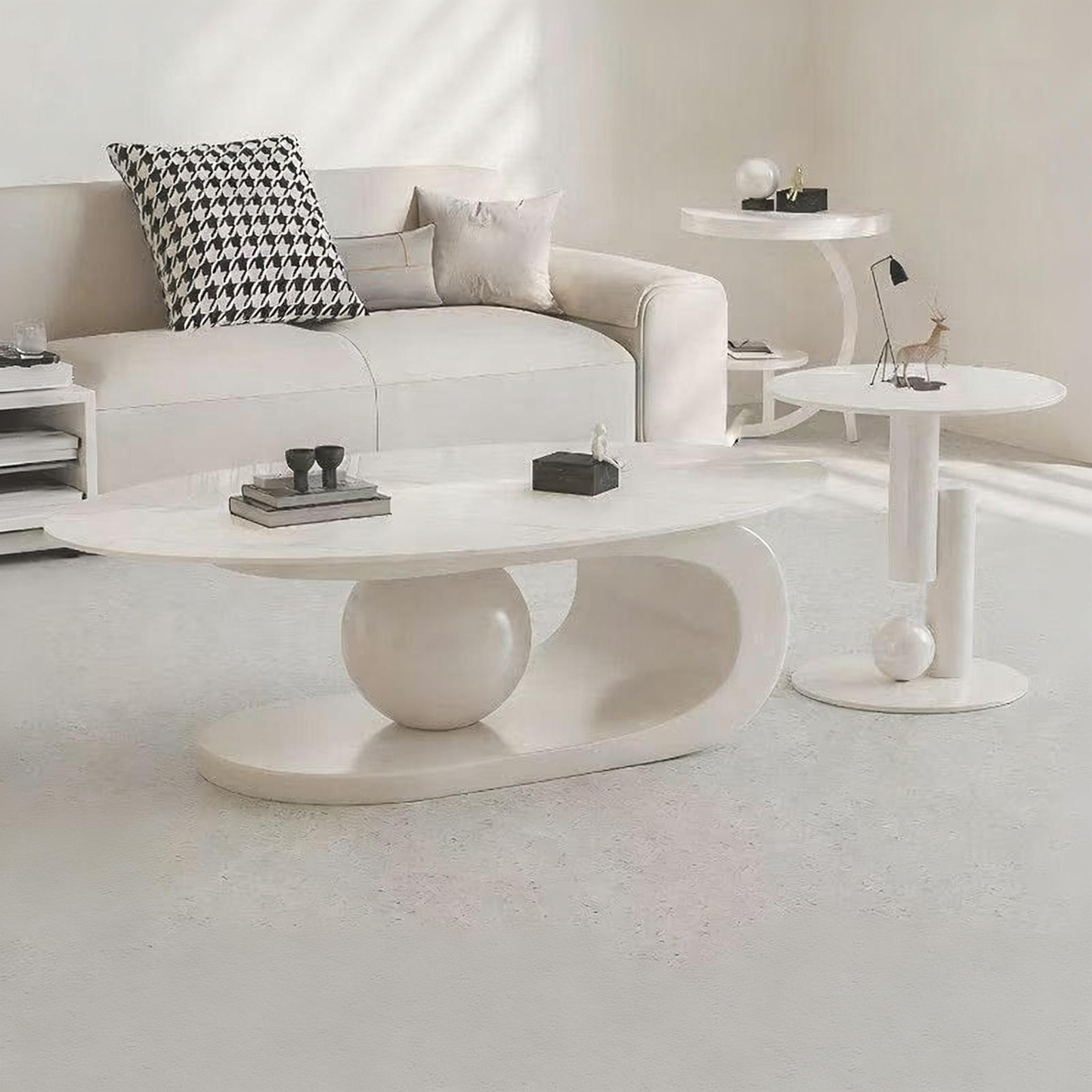 Juego de mesa de centro ovalada moderna