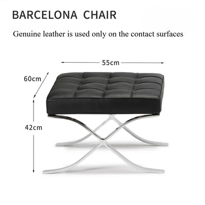 Silla Barcelona atemporal: diseño arquitectónico en cuero italiano y acero inoxidable 