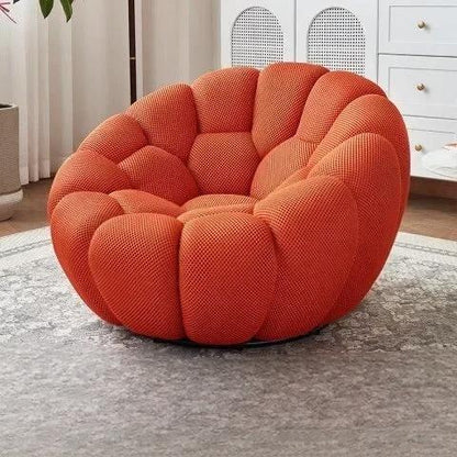 Bloom in Comfort – Pumpkin Puff Swivel Lounge Chair