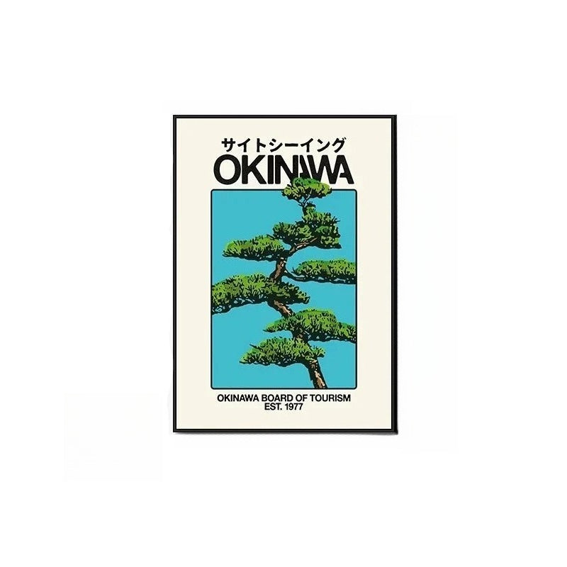 Okinawa Vintage Travel Poster – A Mid-Century Japanese Bauhaus Wall Art with Aluminum Frame