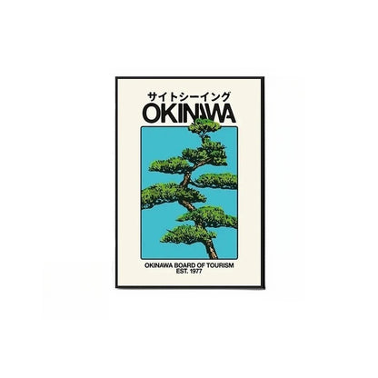 Okinawa Vintage Travel Poster – A Mid-Century Japanese Bauhaus Wall Art with Aluminum Frame