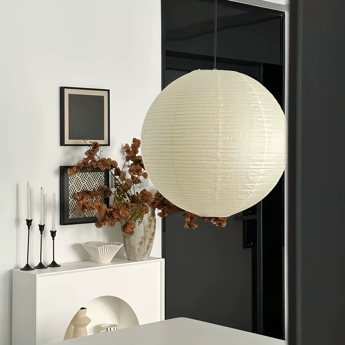 Noguchi-Style Rice Paper Pendant Lamp – Timeless Japanese Wabi-Sabi Design