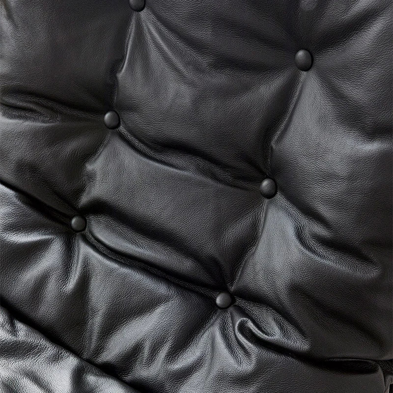 Sillón Omelette, réplica de sillón - Sillón Bauhaus de cuero italiano con respaldo ergonómico de 105° y patas de acero inoxidable