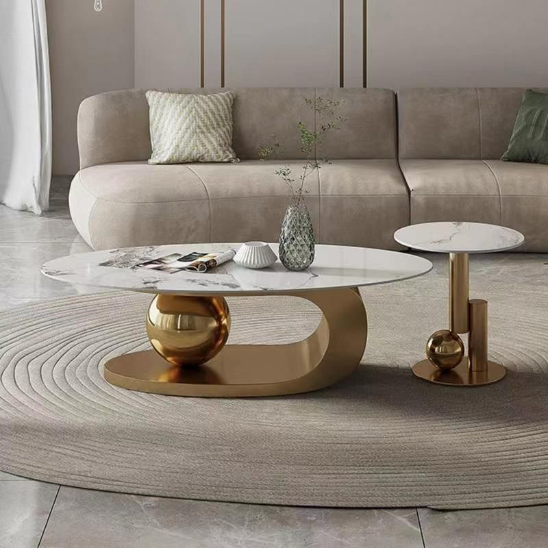 Juego de mesa de centro ovalada moderna