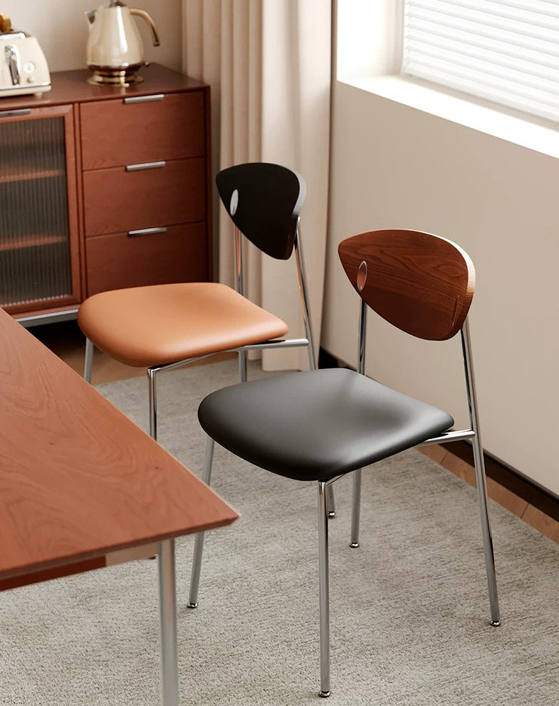 Retro Stainless Steel Lounge Chair – Mid-Century Designer Dining Seat for Cafe & Modern Home