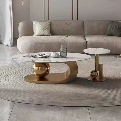 Juego de mesa de centro ovalada moderna