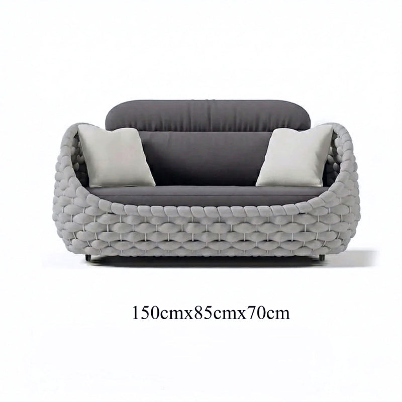 Rattan Sofa-Outdoor Wicker Patio Garden Sectional Furniture Set Loveseat for Balcony Villa