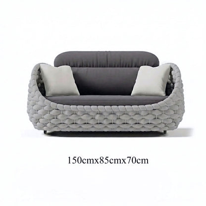 Rattan Sofa-Outdoor Wicker Patio Garden Sectional Furniture Set Loveseat for Balcony Villa