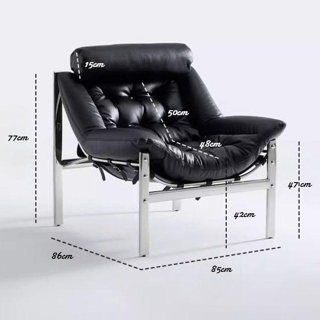 Bauhaus Style Lounge Chair Genuine Leather Designer Single Sofa
