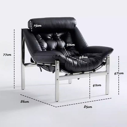 Bauhaus Style Lounge Chair Genuine Leather Designer Single Sofa
