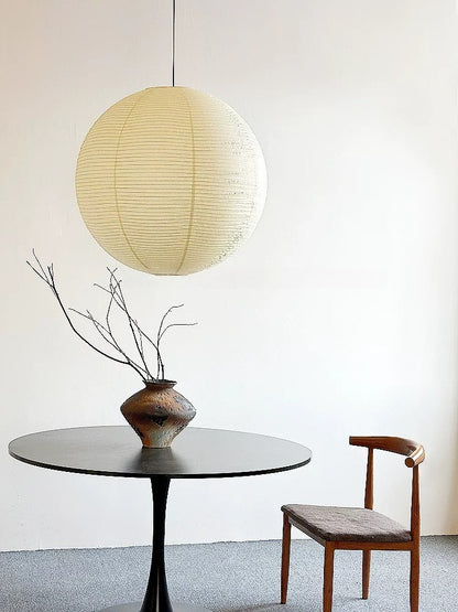 Noguchi-Style Rice Paper Pendant Lamp – Timeless Japanese Wabi-Sabi Design