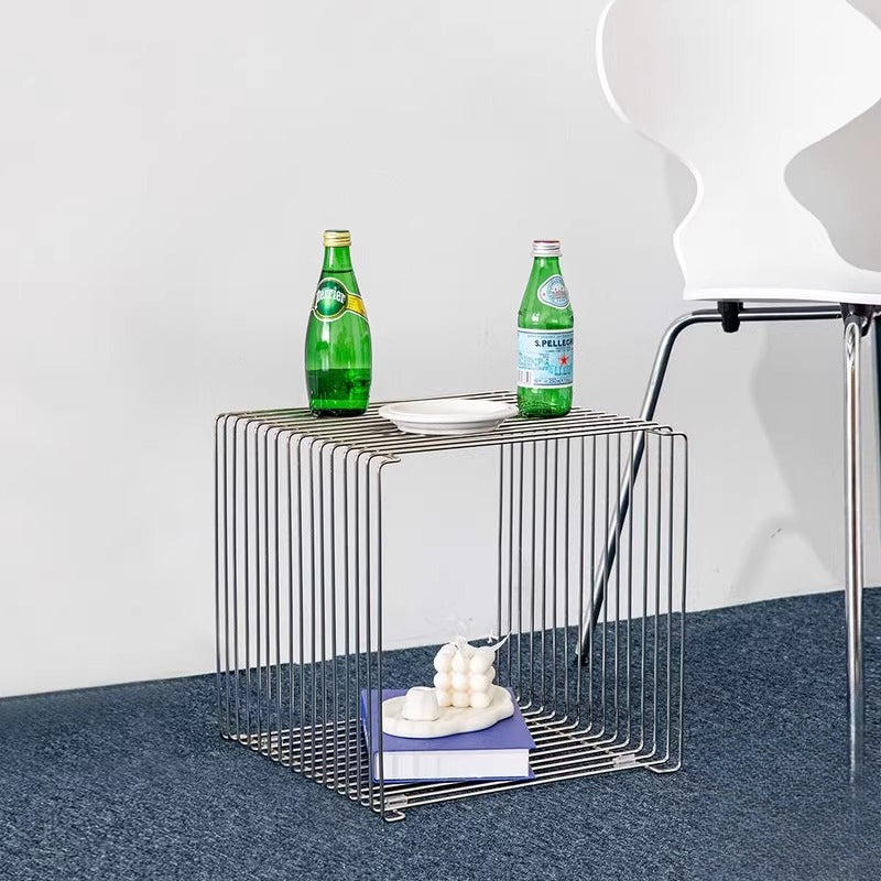 Minimalist Stainless Steel Wire Side Table – Geometry in Living
