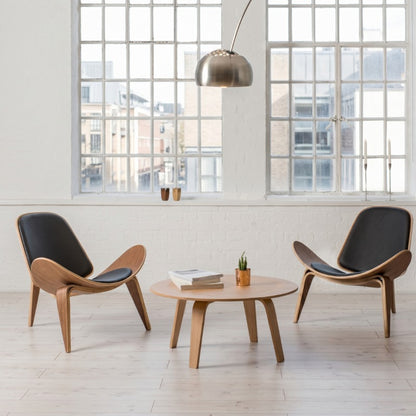 Nordic Shell Lounge Chair & Eames Dog Stool – Sculptural Mid-Century Modern Icons