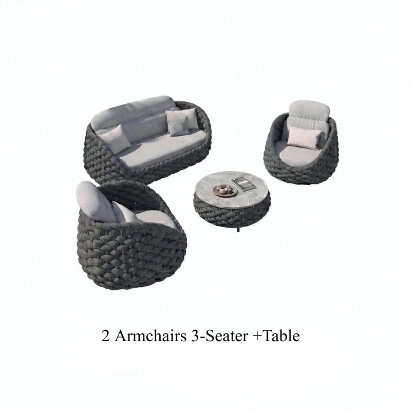 Rattan Sofa-Outdoor Wicker Patio Garden Sectional Furniture Set Loveseat for Balcony Villa