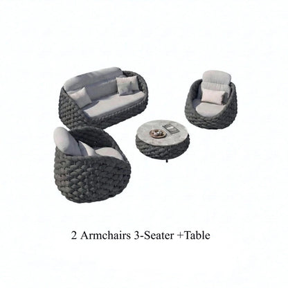 Rattan Sofa-Outdoor Wicker Patio Garden Sectional Furniture Set Loveseat for Balcony Villa