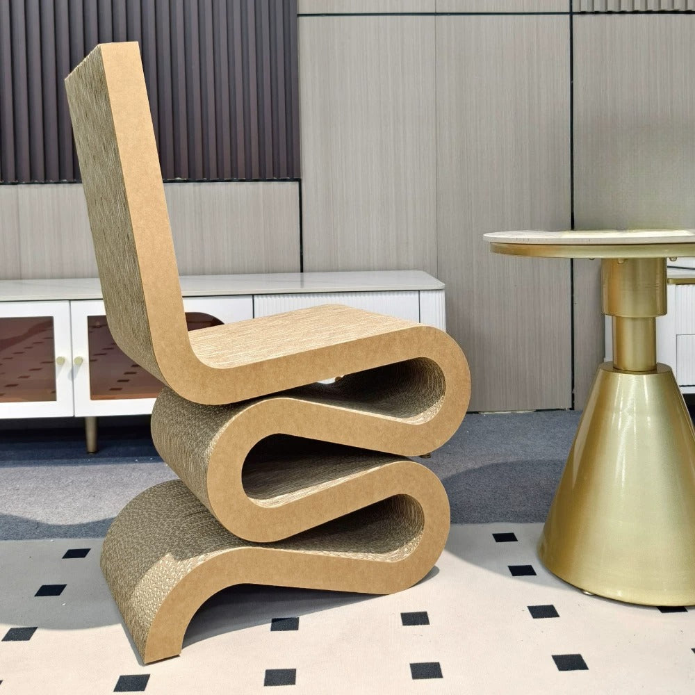 Corrugated Cardboard Wiggle Chair — A Creative Fusion of Eco-Design and Modern Form