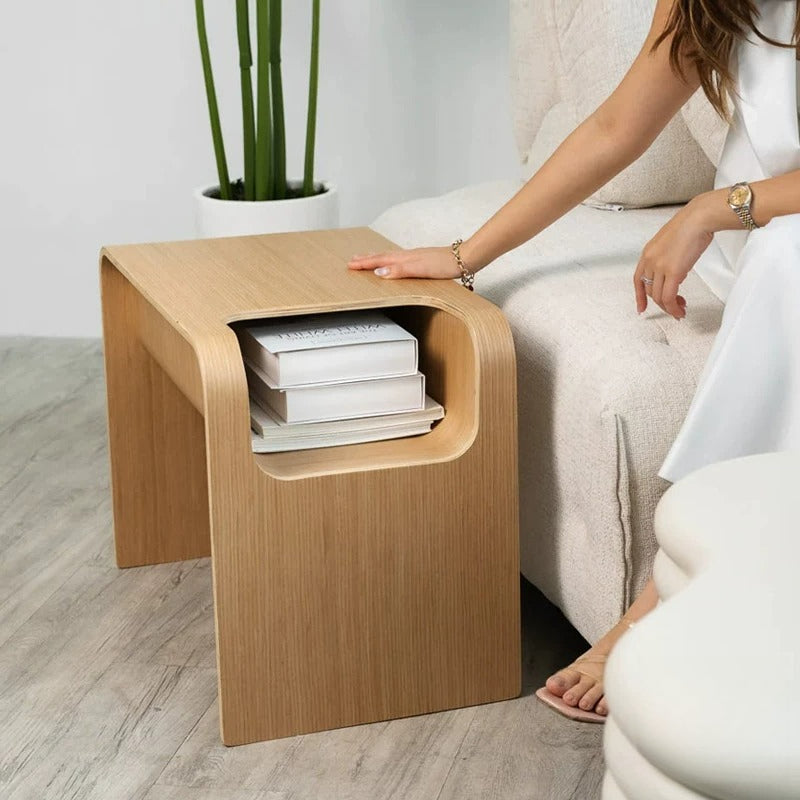 Nordic Solid Wood Sofa Side Table – Minimalist Designer Accent Table