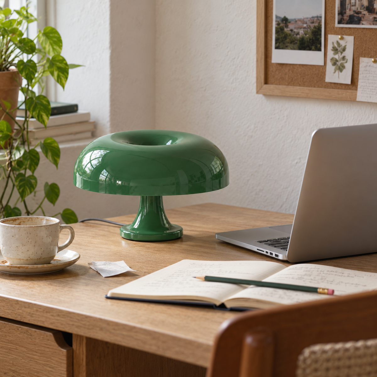 Artemide Nessino Mushroom Table Lamp-Retro Colour & Sculptural Curves
