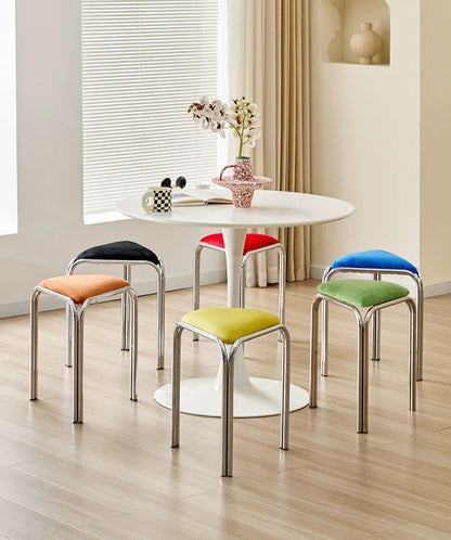 Bauhaus Stainless Steel Triangle Stool — Stackable Mid-Century Modern Design for Dining & Vanity