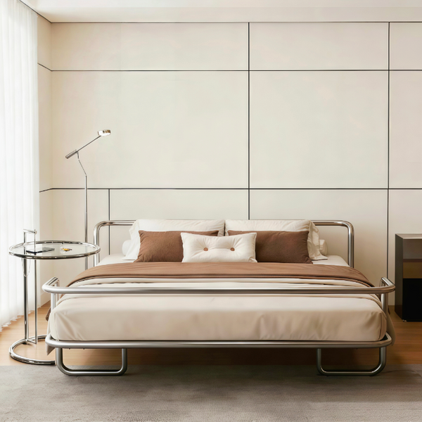 Lit double en acier inoxydable Kromvik style Bauhaus