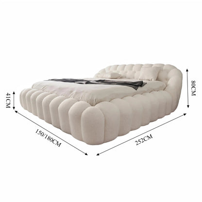 Roche Bobois-Style Football Bed — Premium Teddy Fabric for Wabi-Sabi Master Bedrooms