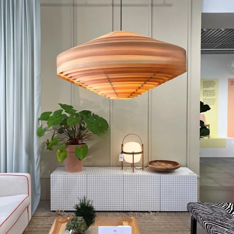 Bauhaus-Style 1003 Hans Pendant By Vaarnii– A Modern Revival of Pine Veneer & Warm Glow