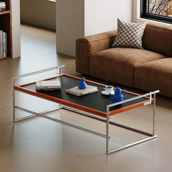 Table basse de style Bauhaus avec cadre en acier inoxydable – Table d'appoint moderne et peu encombrante
