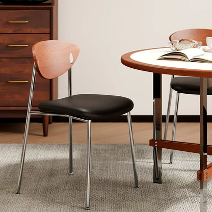 Retro Stainless Steel Lounge Chair – Mid-Century Designer Dining Seat for Cafe & Modern Home