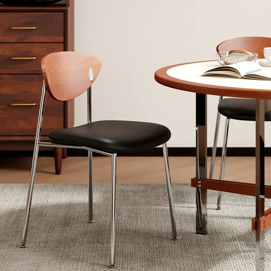 Retro Stainless Steel Lounge Chair – Mid-Century Designer Dining Seat for Cafe & Modern Home