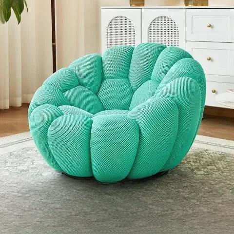 Bloom in Comfort – Pumpkin Puff Swivel Lounge Chair