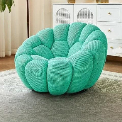 Bloom in Comfort – Pumpkin Puff Swivel Lounge Chair